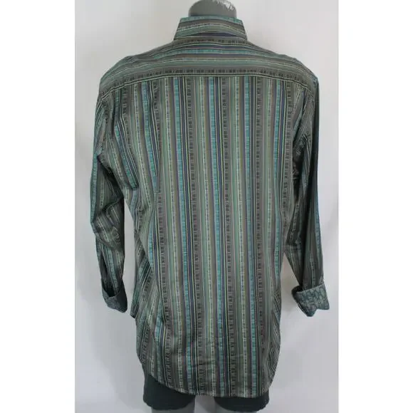 Robert Graham Lot 2 Mens 2XL Flip Cuff Button Up Shirts Geometric Embroidered - Picture 10 of 14